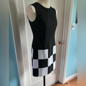 Vintage size 4 Laundry By Shelli Segal Black n White Checkered Mini Dress check